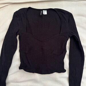 h & m black long sleeve top